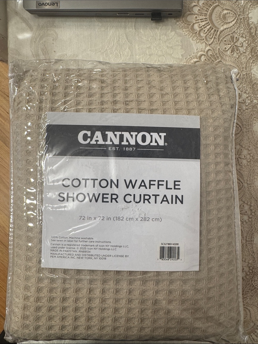 Cannon Cotton Waffle Shower Curtain - Beige